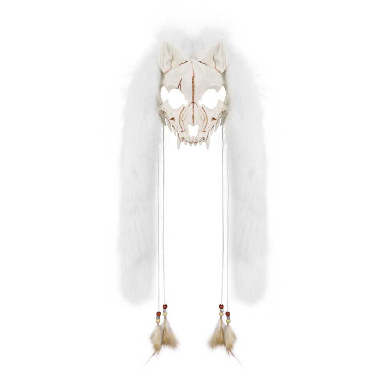 Halloween Carnival Fashion Animal Mask Viking Fox Mask with Faux Fur Headwear COS Werewolf — image 11