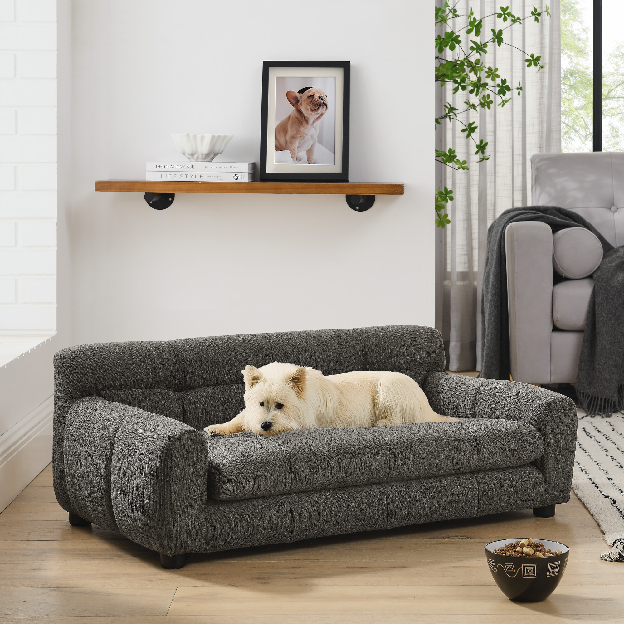 Soft And Comfortable Pet Sofa With Backrest And Armrests, Suitable For Modern Rectangular Pet Sofas For Small And Medium-sized Dogs, -dark Gray — imagen 5