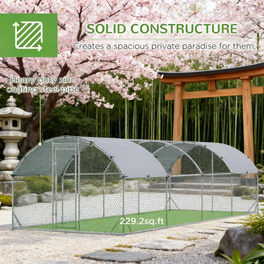 9.2'W X 24.9'D X 6.5'H Chicken Coop Large Metal Chicken Coop For Yard, Outdoor, Duck, Rabbit — image 4