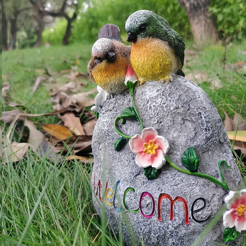 Ornamentos de jardín para hogar, pájaros de arcilla doble — imagen 4
