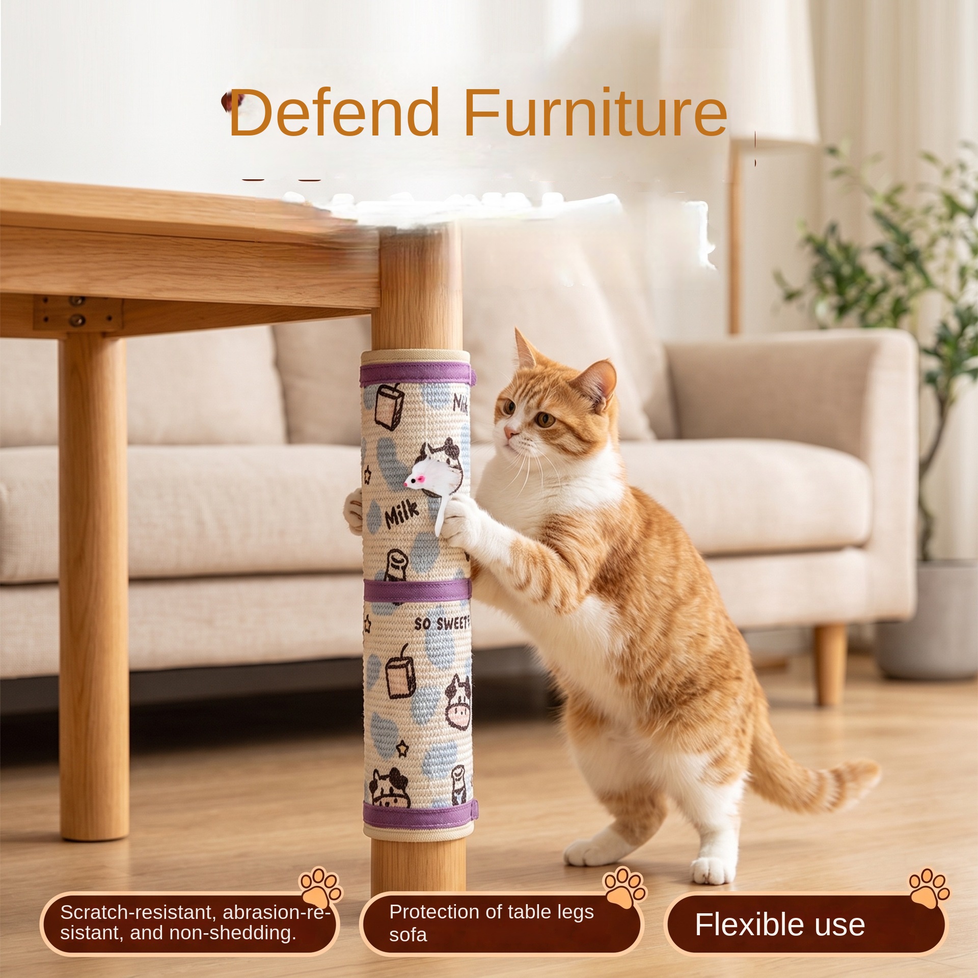 Artistic Jute Cat Scratcher Wall-Mounted Vertical Cat Scratch Pad Non-Shedding Cat Toy — image 4
