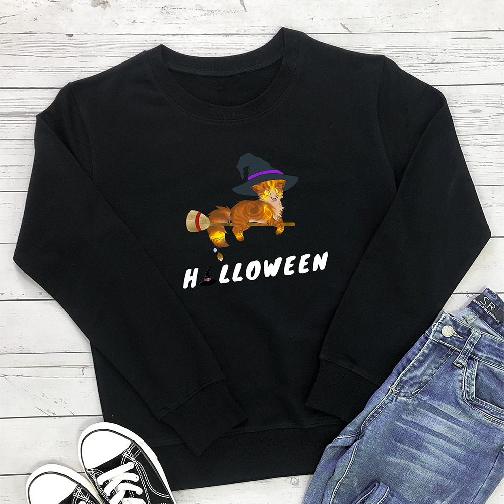 Halloween letter cat print pattern hoodie — image 5