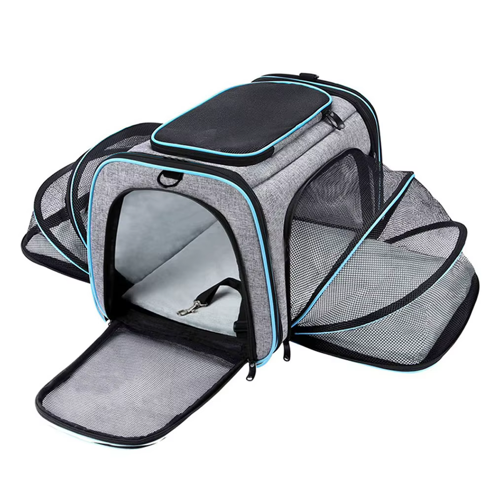 Pet Carriers Bag Portable Breathable Foldable Bag Cat Dog Carrier Bags Outgoing Outdoor Travel Pets Cats Handbag Safety Zippers — image 1