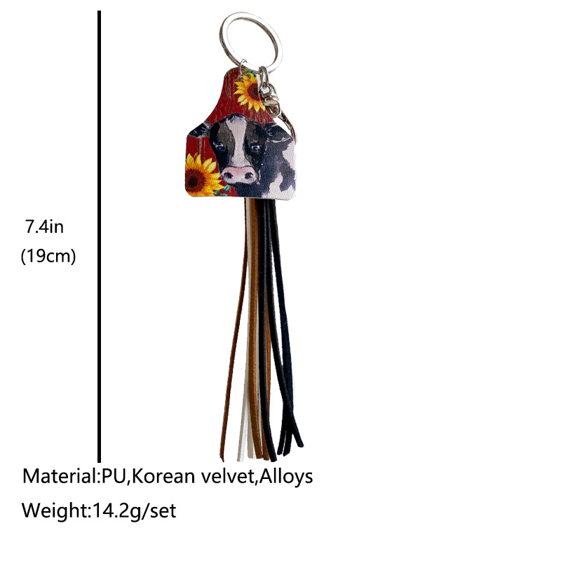 Western Cowboy Loss Prevention Device Aztec Bullhead Bull Brand Leather Keychain Leather Tassel Popular Pendant — image 14