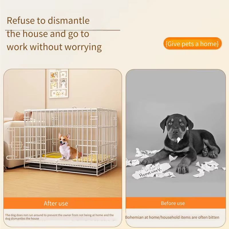 Caja para Perros Pequeños Barra de Puerta para Canes Medianos Interior con Área Sanitaria para Yorkshire Terrier y Otros — imagen 4