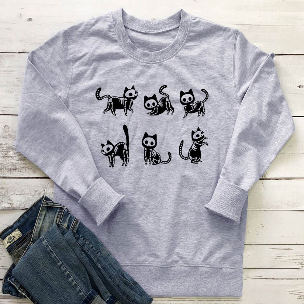 Skeleton Cat Printed Hoodie — image 3