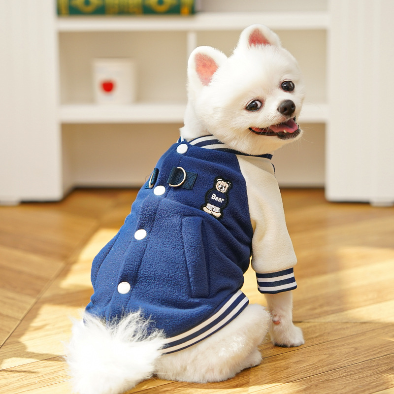 Fleece Dog/Cat Outdoor Jacket - Small/Medium Pets, D-Ring & Buttons — image 4
