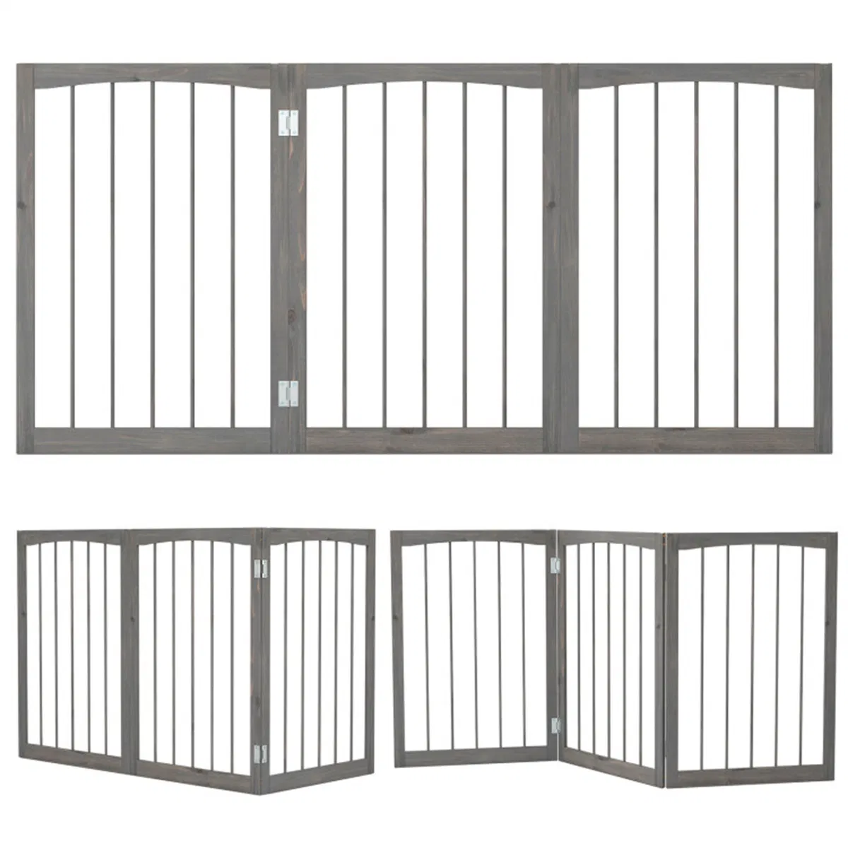 63" x 30" Gray Wooden Pet Fence — image 1