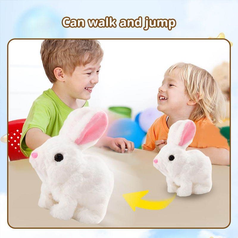 Upgraded Interactive Bunny Toy. Hops, walks, talks, shakes ears. Plush Gift for Kids (Grey) — image 9
