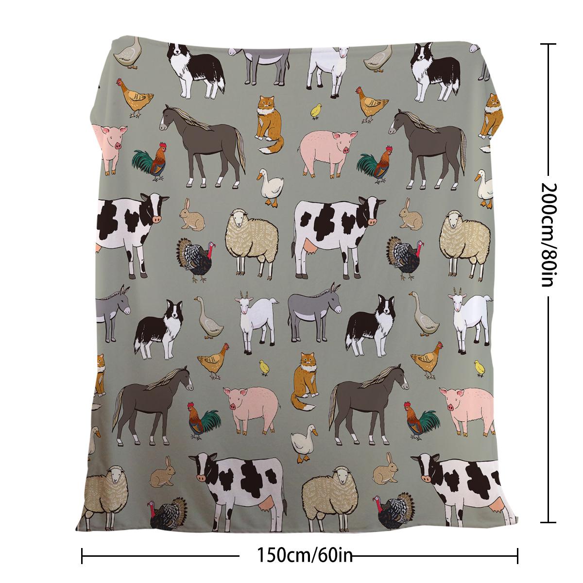 Manta Suave para Varios Animales - Caballo, Cerdo, Dura y Cómoda para Regalo de Cumpleaños para Mujer Decoración Hogar Sofá Cama Oficina Camping Viaje 75x100cm 130x150cm 150x200cm — imagen 7