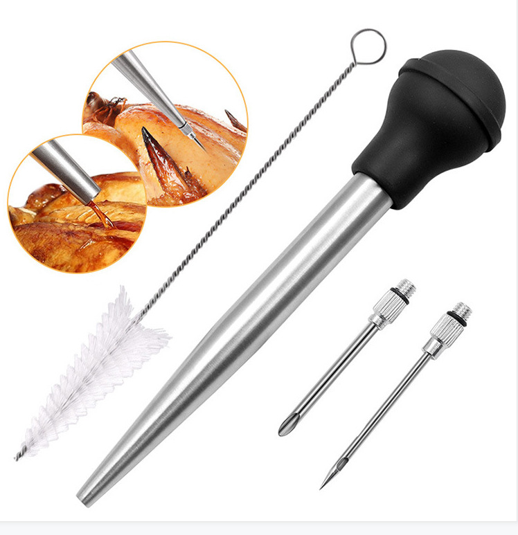 Stainless Steel Turkey Needle Chicken Pump Silicone Chicken Pump Turkey Seasoning Pump Tool Silicone Oil Suction Pipe — image 2