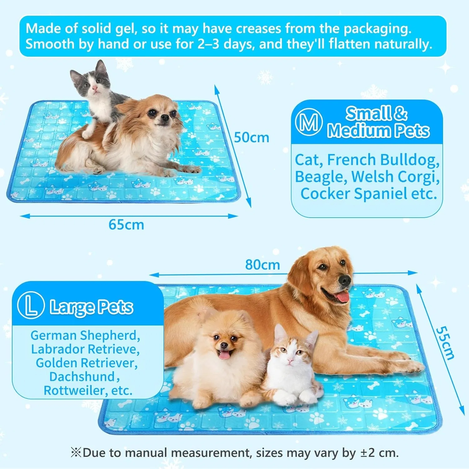Manta de Enfriamiento para Perros, Colchón de Enfriamiento No Tóxico con Gel Sólido, Manta Auténticamente Enfriante para Caninos, Impermeable y Duradero para Interior y Exterior en Verano — imagen 3