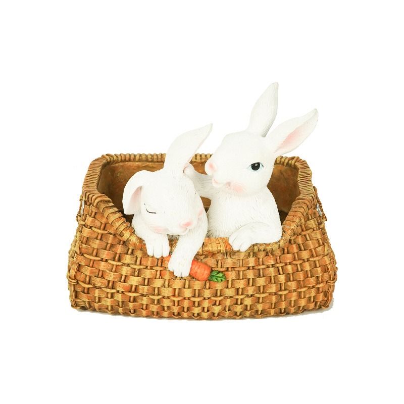 Outdoor Garden Cartoon Rabbit Bamboo Flower Pot Balcony Decoration — image 1