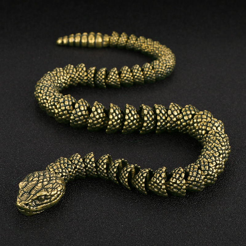 Ornamentos de cobra de cobre estilo antiguo, decoración de serpiente 3D realista para sala de exhibición, artesanía de serpiente de cascabel — imagen 1