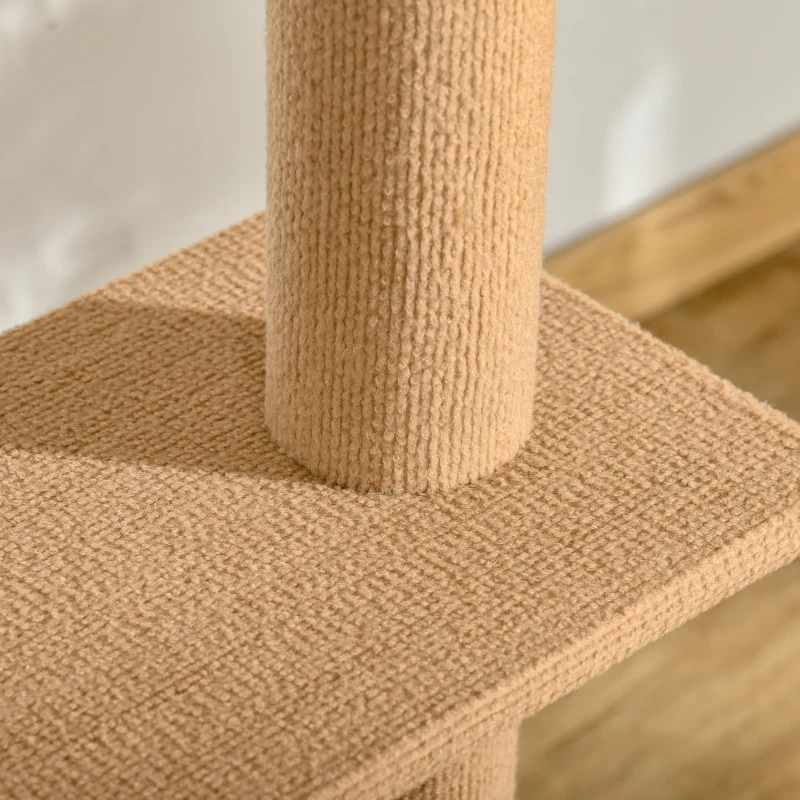 Árbol de Gato PawHut de Piso a Techo con Postes de Rastrillado de Sisal, Centro de Actividad Natural para Gatos, Color Marrón — imagen 6