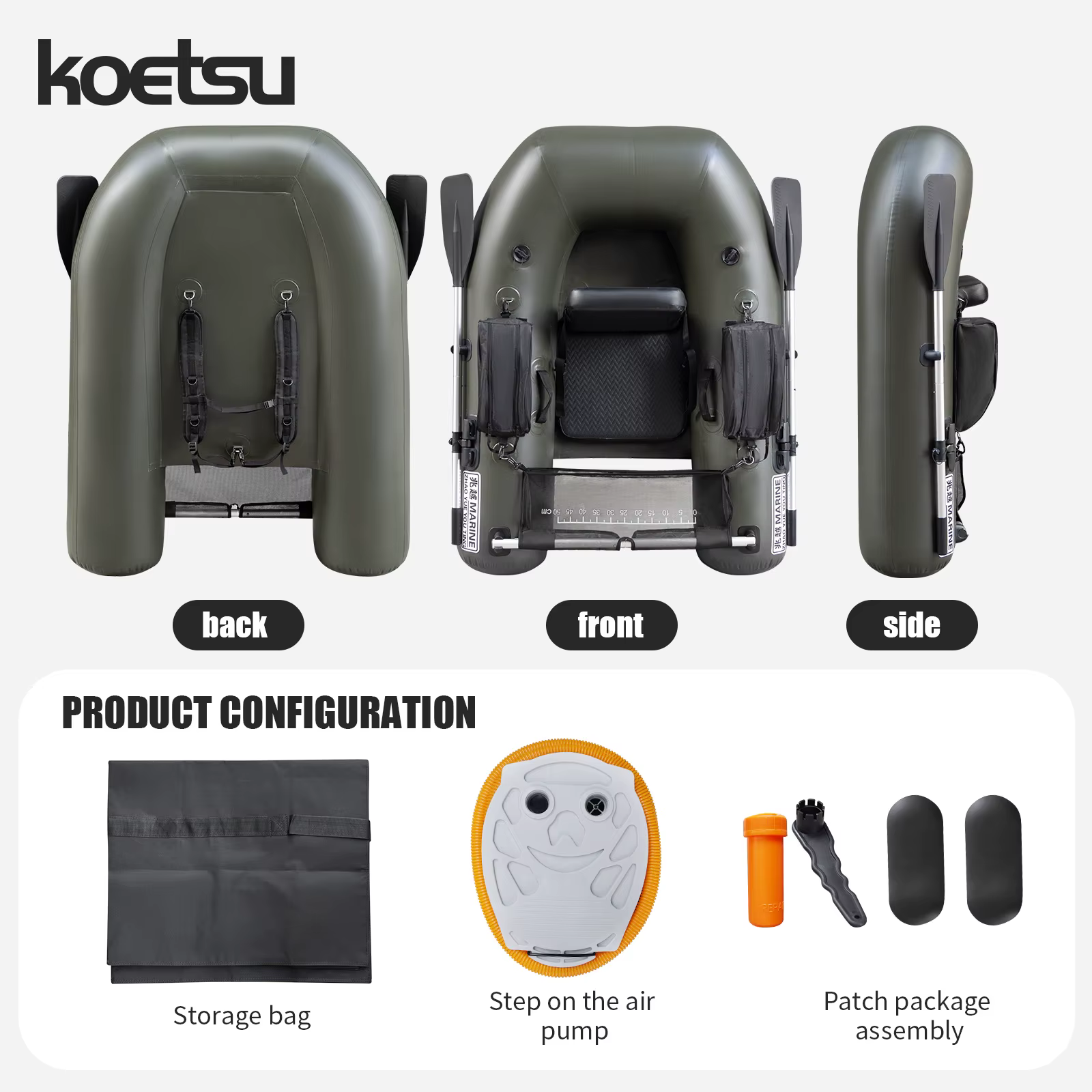 KOETSU Excellent Barco Inflable de Pescar - Perfecto para Cazarencillas y Pesca en Aguas Dulces Ligero Barco de Lure — imagen 4