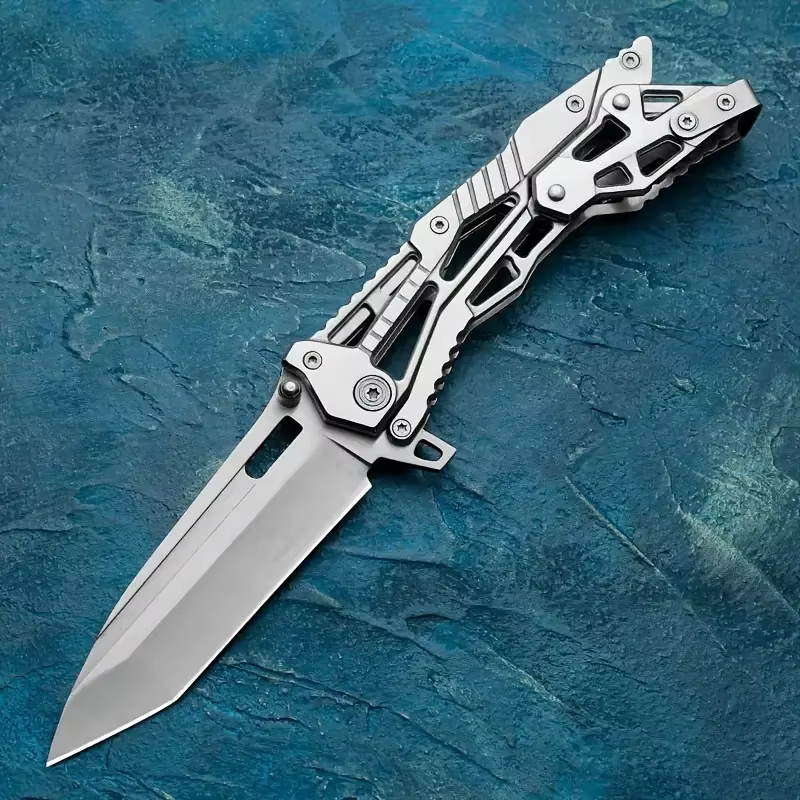 Multifunctional Mechanical Knife Wilderness Survival Knife Outdoor Camping Tool Full Stainless Steel Folding Knife — image 2
