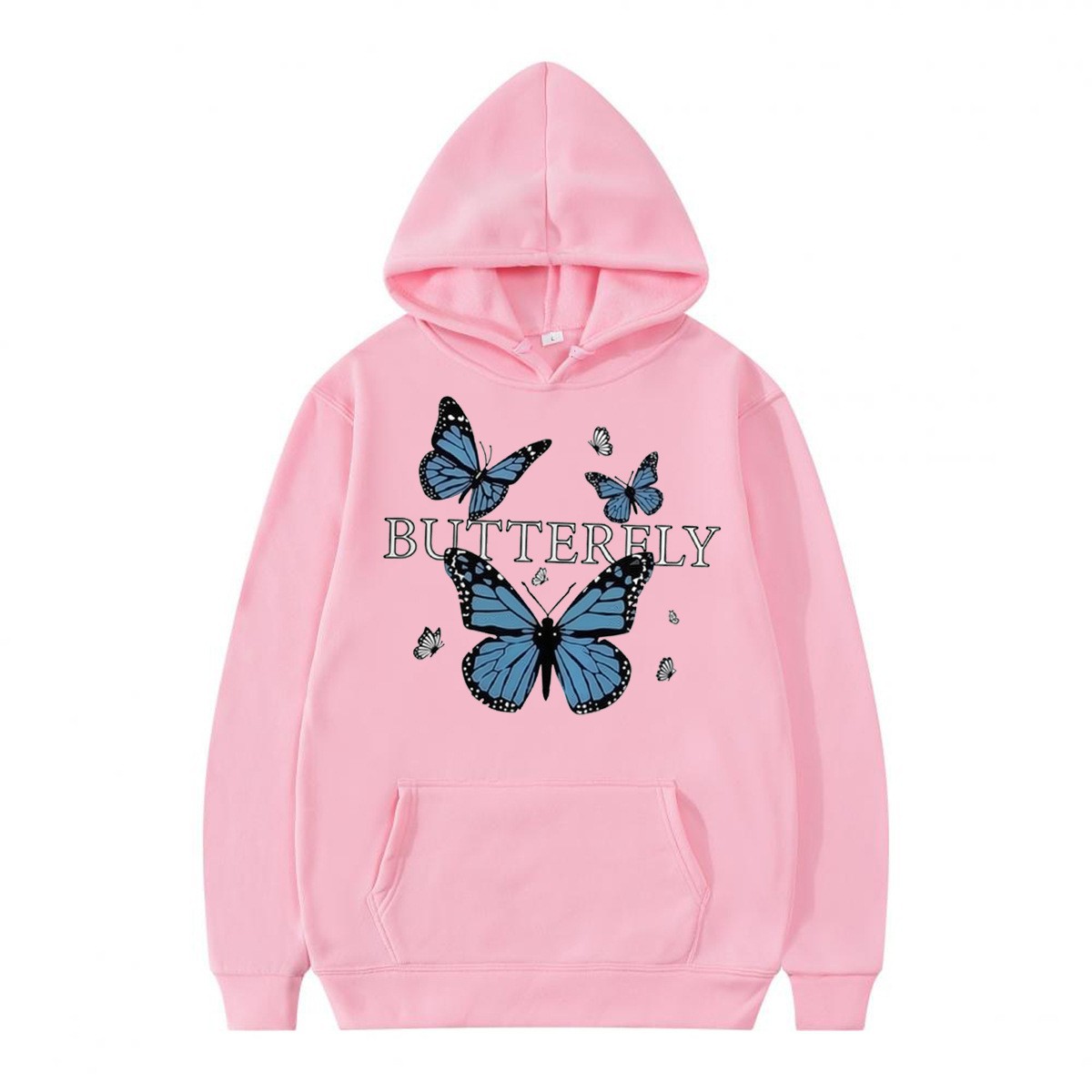 Hooded Sweatshirt with Butterfly Print Fun Pattern Casual Sporty Style — image 15