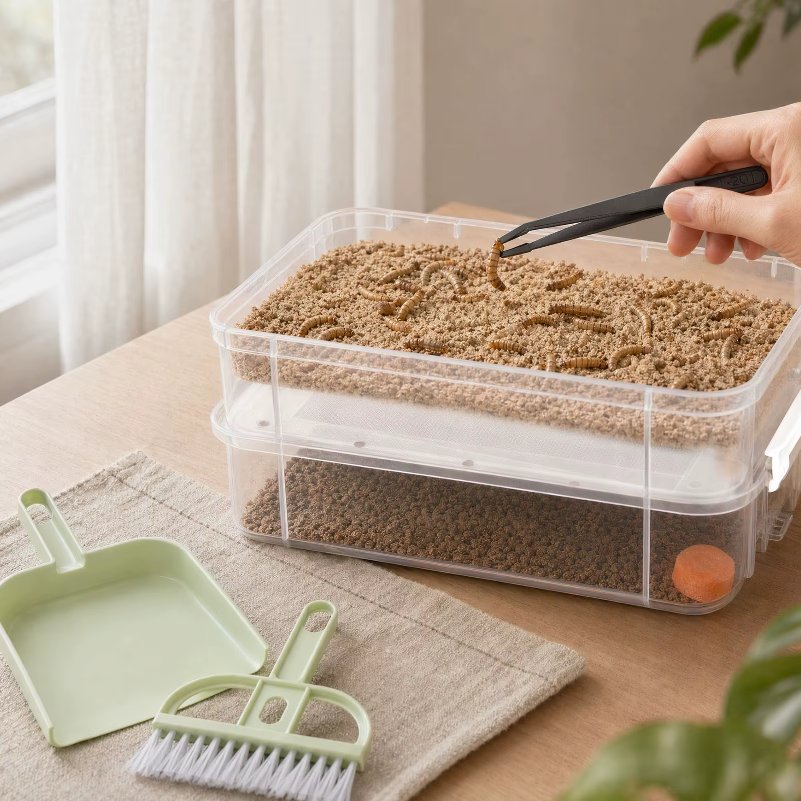 Caja de Cría de Mealworms, Alimento para Polillas y Hormigas Blancas - Contenedor de Insectos para Mascotas Reptiles Lagartos — imagen 3