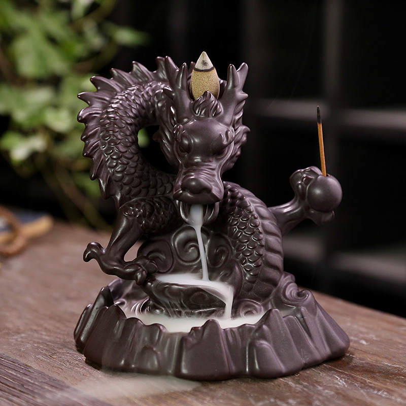 Dragón Cerámico de Fuego de Agua con Luz LED y Incienso de Sándalo para Decoración Hogareña — imagen 7