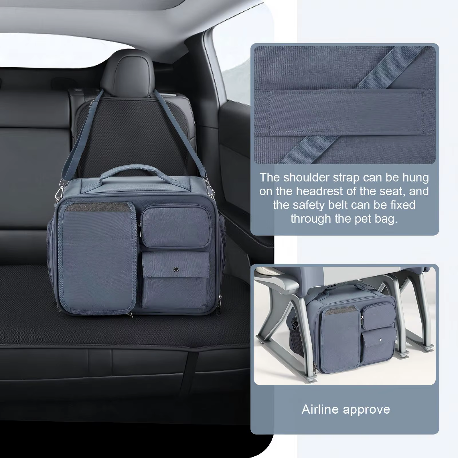 Bolsa de Transporte para Mascotas, Bolsa de Viaje para Mascotas, Transportador para Gatos y Cachorros de hasta 7 kg, Bolsa de Viaje Plegable, Bolsa con Ventanas de Malla para Mascotas Pequeñas — imagen 5