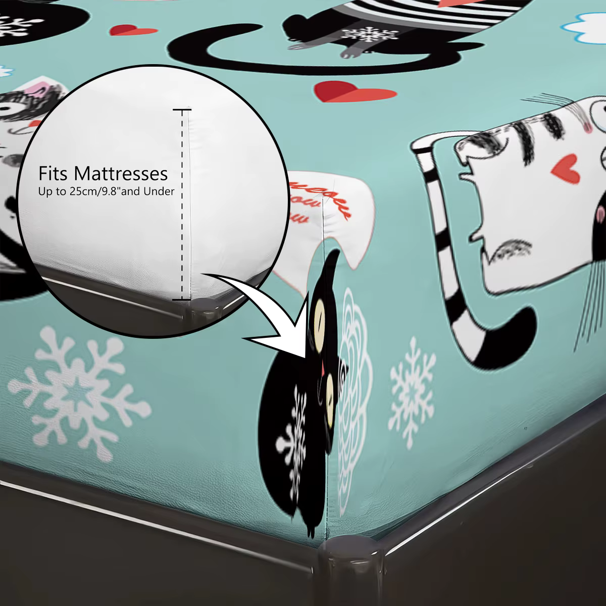 Set de Sábanas de 3 Piezas con Estampado de Gatito Tierno, Sin Costuras, Múltiples Tamaños, Cubierta de Cama Suave, Decoración de Dormitorio Lavable a Máquina — imagen 6