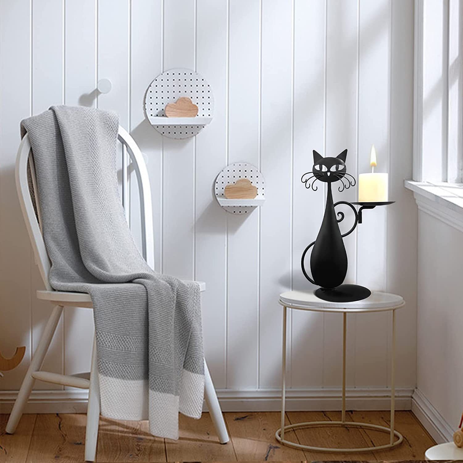 Candilera de Gato Negro - Decoración Rústica Retro para Hogar Rural con Metal — imagen 6
