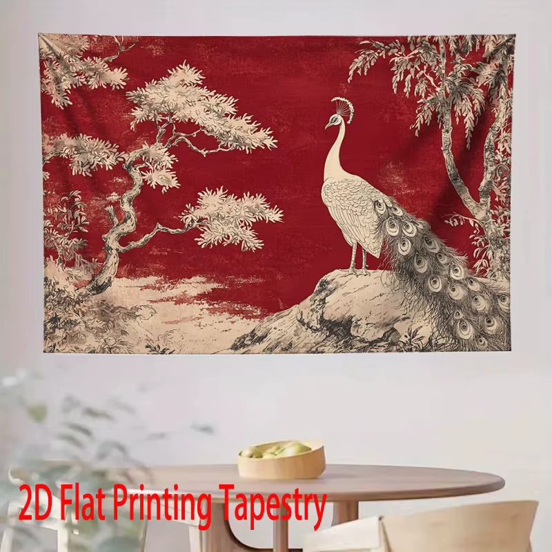 Tapestry de Pavo Asiático con Estilo Chino: Decoración Grande para Habitación o Sala con Accesorios Gratis — imagen 3