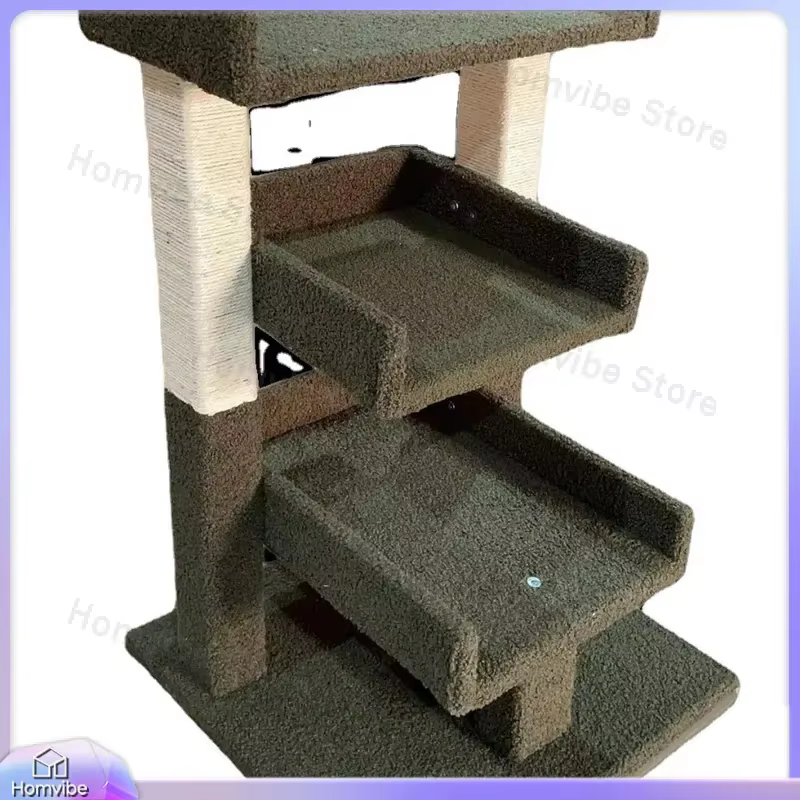 Large Wooden Cat Tree Tower with Scratching Posts Stable Multi Level Cat Climbing Frame Furniture Condo House for Indoor Cats — image 4