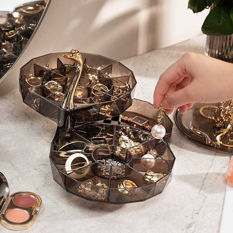 Fashionable and creative household large capacity swan jewelry storage box — image 3