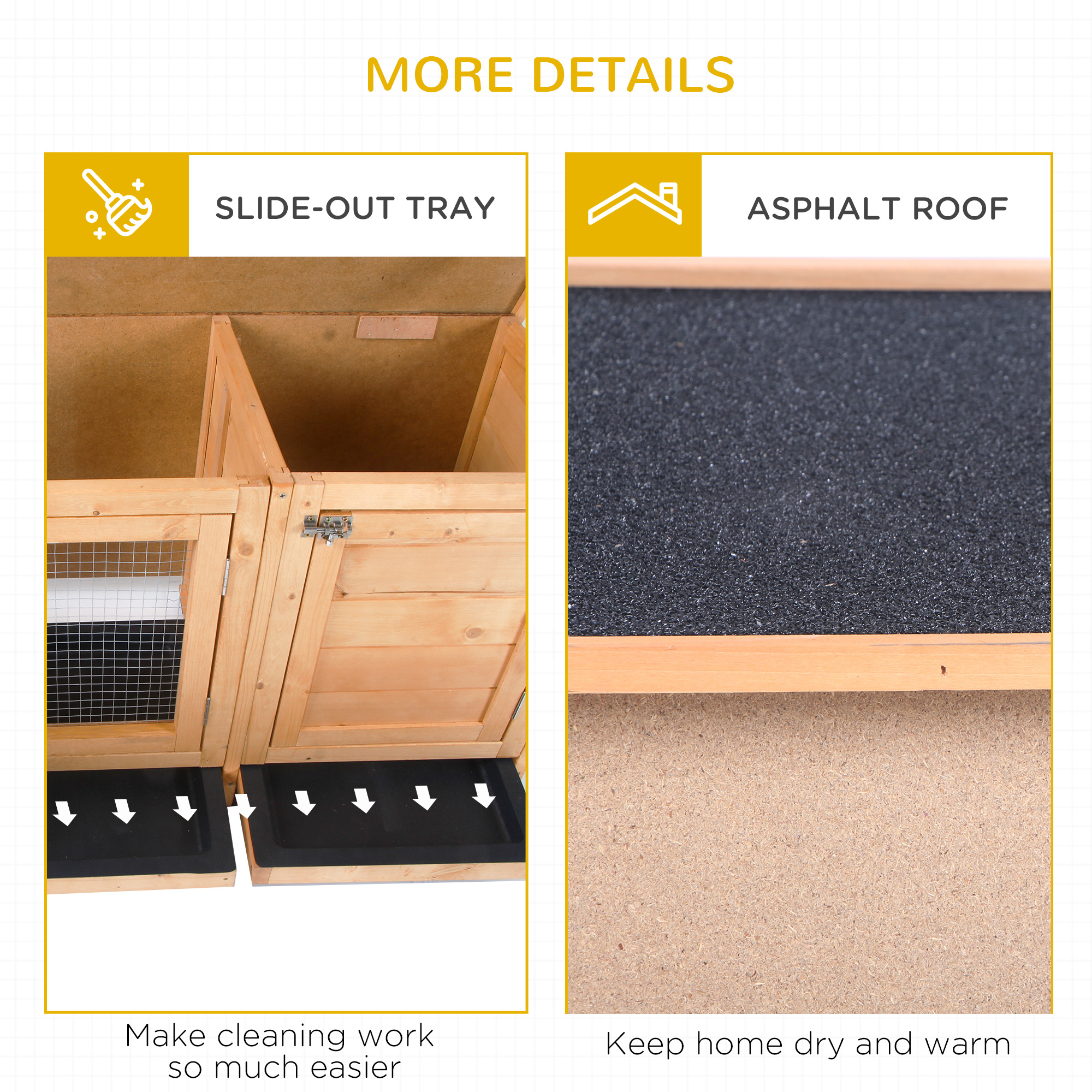 Caja para Conejos Grande, Jaula de Ratones con 2 Áreas Exteriores y 1 Casa Principal para Animales Pequeños, Amarillo — imagen 5
