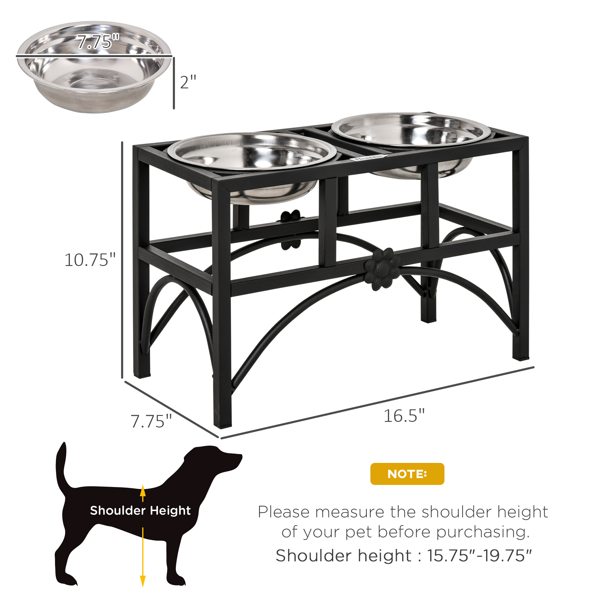 Estación de alimentación elevada para perros con dos tazas de acero inoxidable de 43 cm — imagen 8