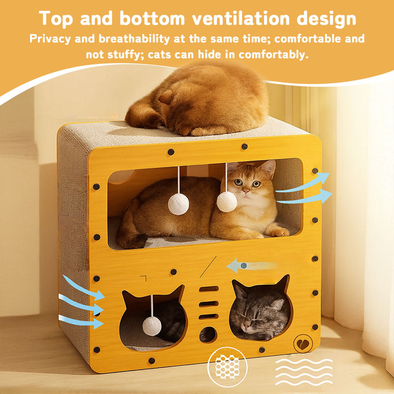 3-in-1 Cat House, Bed & Scratch Post - Multi-Layer Structure Made of Soft, Eco-Friendly Cardboard — image 5
