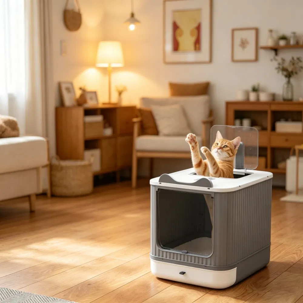 Cat Litter Box with Adjustable Front 17.5 Inches X 13.6 Inches X 15.9 Inches — image 1