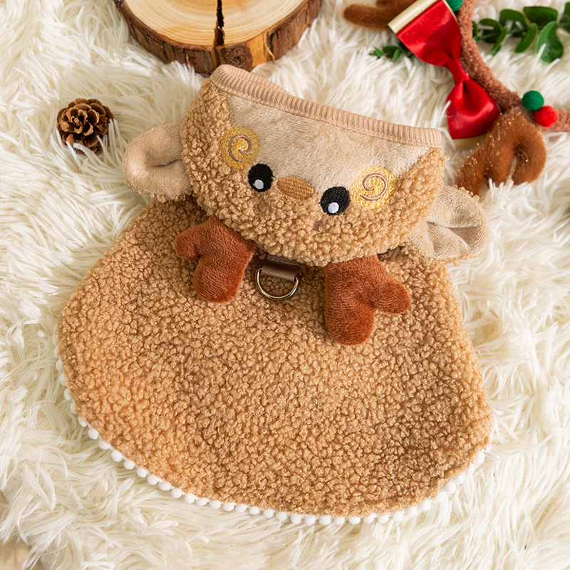 Cat Christmas Warm Thick Elk Cloak Small Dog Halloween Funny Pet Clothes — image 7