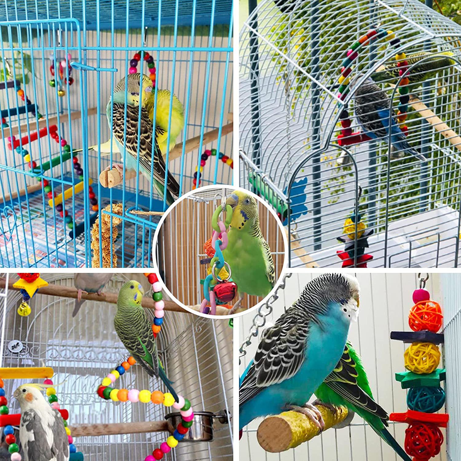 7PCs Parrot Toys Bird Cage Accessories — image 8