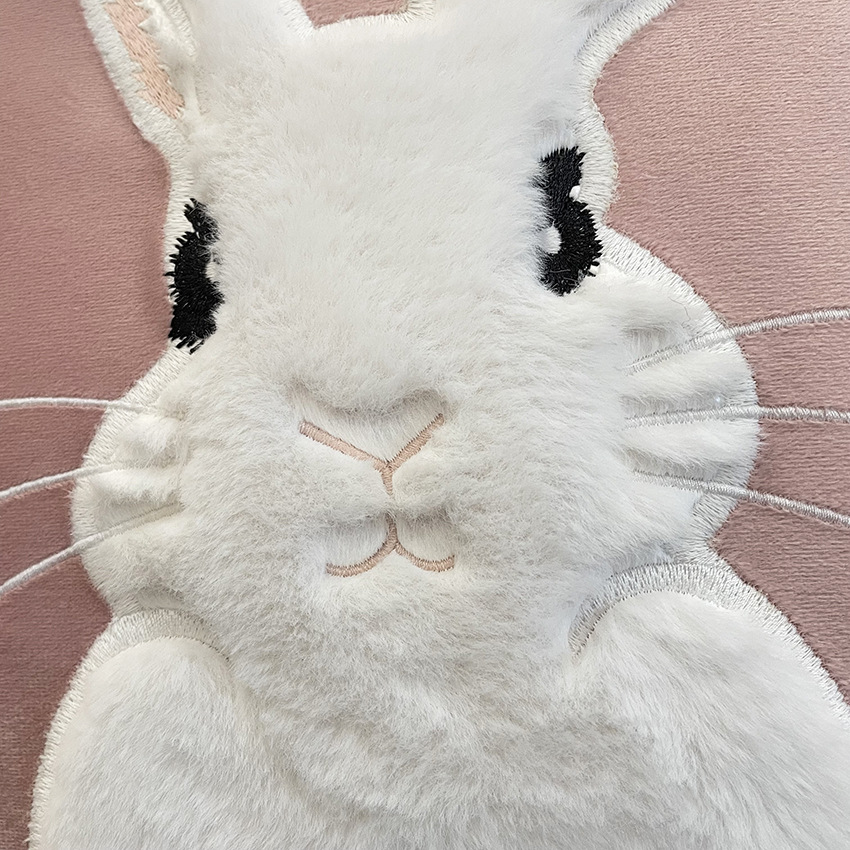 Soft Rabbit Pillow Cover Sofa Cushion Velvet Embroidered Pillow Girl's Heart Pink Cartoon Pillow Cover Cute — image 2