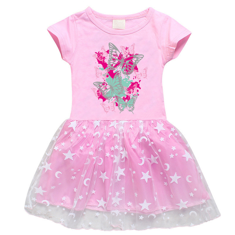 Girls' dress with pure cotton butterfly print cartoon — image 1