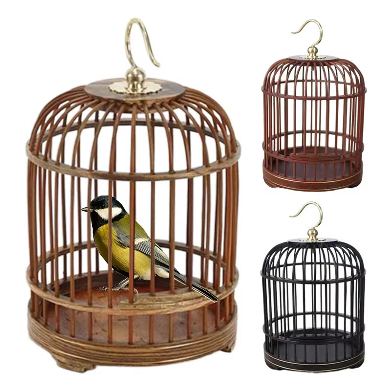Wood Carved Bird Cage Small Animal Bug Cricket Pet Home Insect Storage Basket Grasshopper Feeding Container Cockroach Cage Baske — image 1