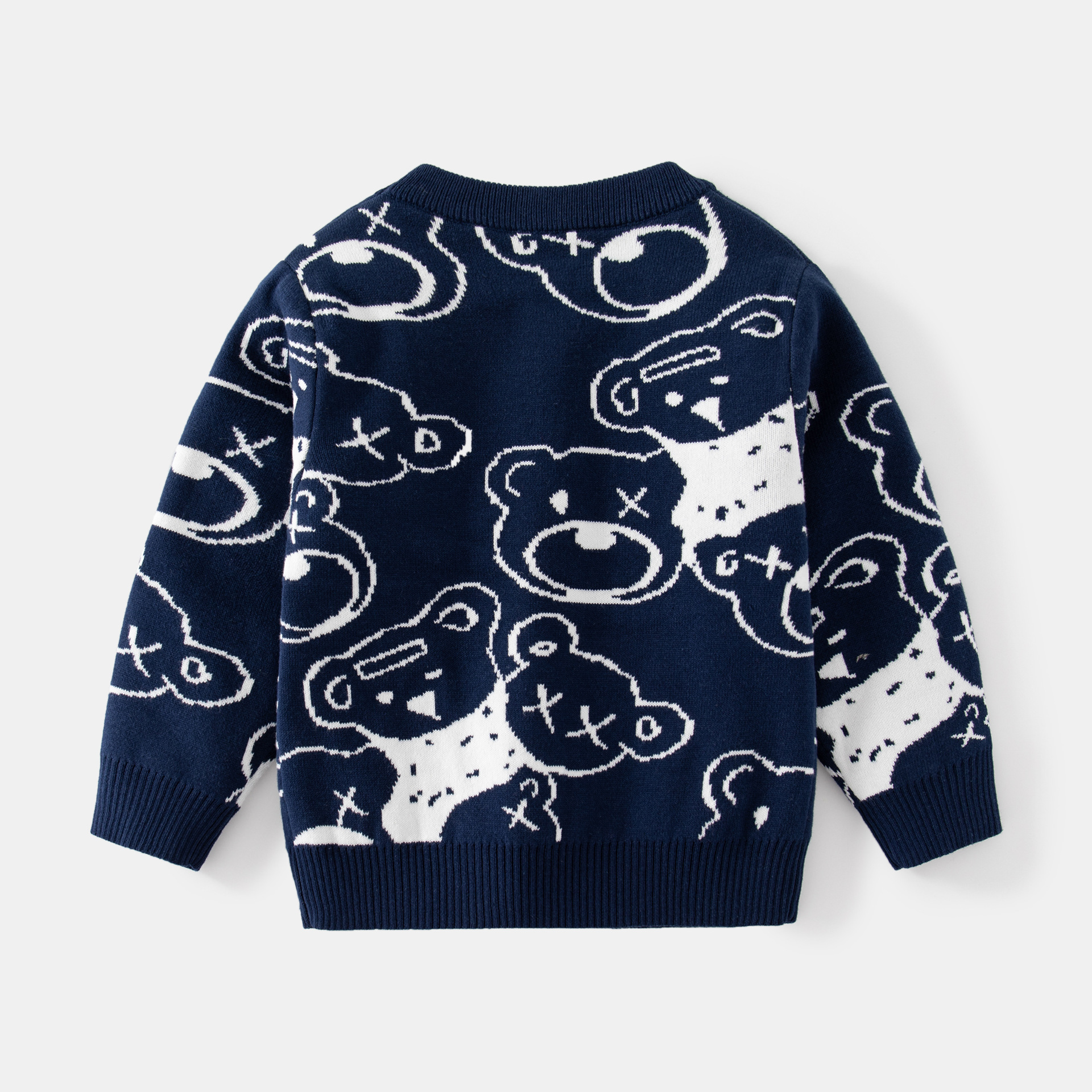 Sudadera con Cuello Redondo y Patrón de Oso de Dibujos Animados, Estilo Casual para Niños — imagen 3