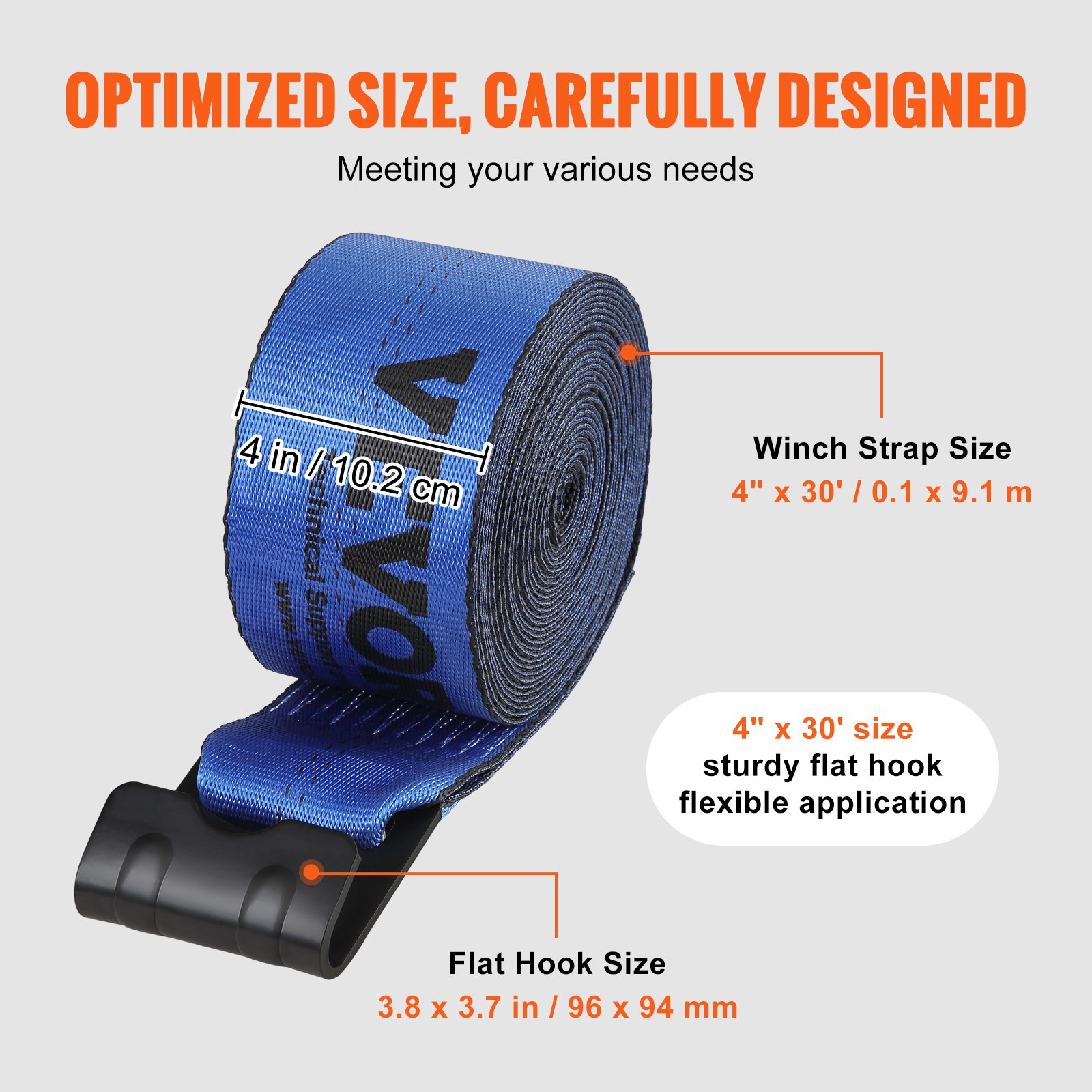 Winch Straps, 4 X 30 6000 Lbs Load Capacity, 18000 Lbs Breaking Strength, Truck Straps With Flat Hook, Flatbed Tie Downs Cargo Control For Trailers, Farms, Rescues, Tree Saver, Blue — image 10