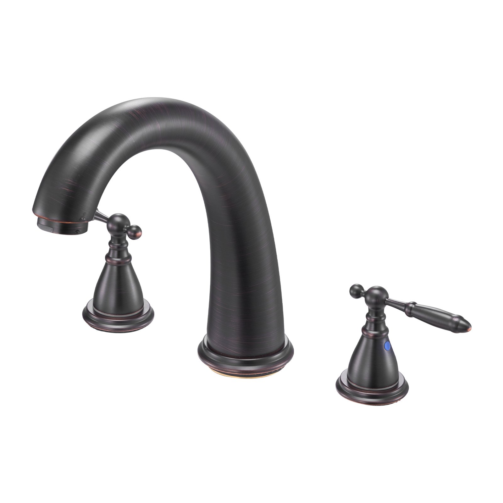Roman Tub Faucet, 3 Hole Waterfall Bathtub Faucet, Gooseneck Bath Tubs Faucets Set With 2 Handles, Roman Tub Faucets Deck Mount For Pet Washing, Adult Bathing, Bronze, Temperature Control — imagen 1