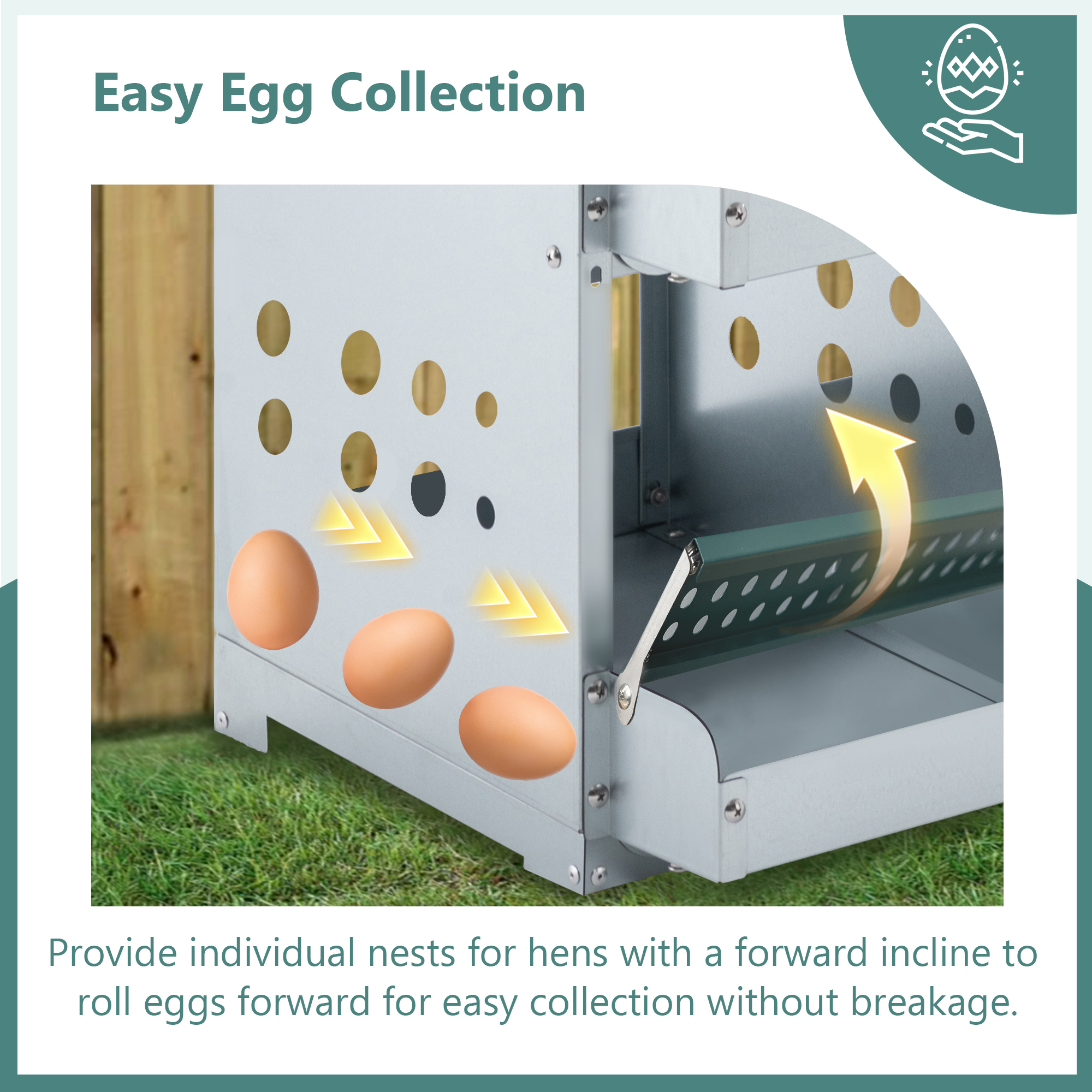 Nidales para Gallinas de 4 Compartimentos, Nidales Metálicos para Montaje en Pared, Caja Ponedora de Huevos para Diferentes Razas de Gallinas — imagen 7