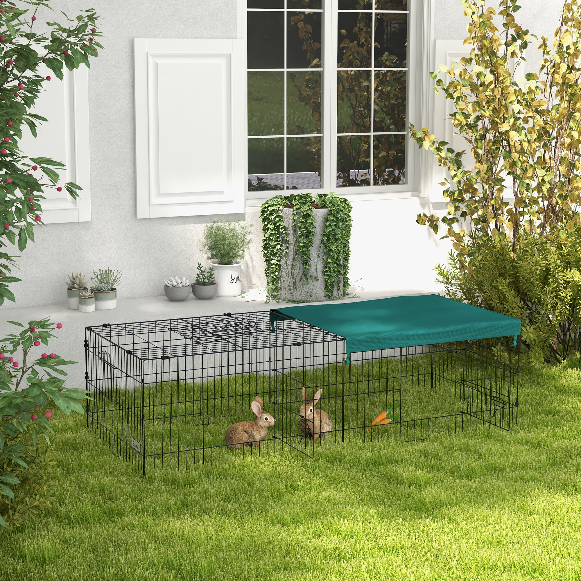 73" Small Animal Playpen with Roof for Rabbits, Chicken, Chinchillas for Indoor/Outdoor Use, Green — image 1
