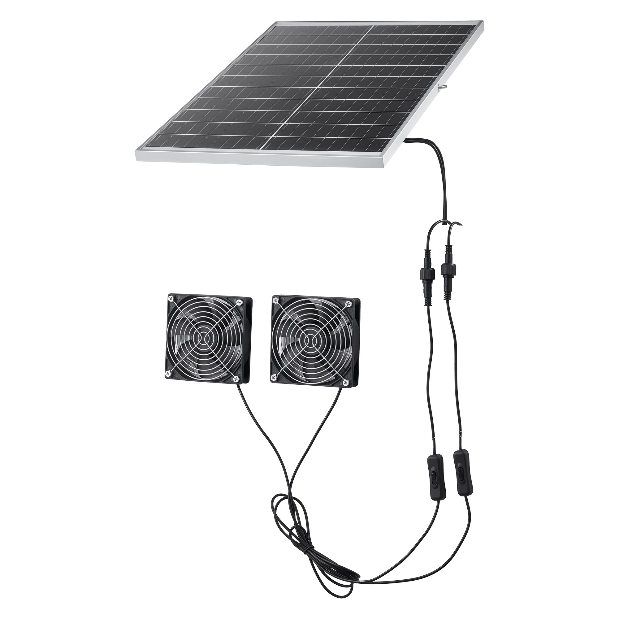 Ventilador Solar de Alta Velocidad, Panel Solar de 30W con 2 Ventiladores, Ángulo Ajustable, 2668 RPM, Instalación Flexible para Invernaderos, Tendas de Cultivo, Gallineros y Refugios — imagen 1