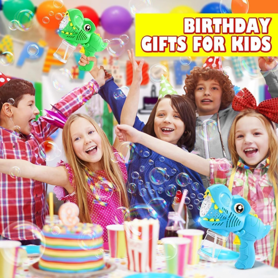 Kids Bubble Gun 2 Pack, Dino Bubble Machine For Boy Girl Toys Gift Automatic 13 Hole With 4 Solutions Bubbles Blower Maker Easter Basket Stuffers — image 2