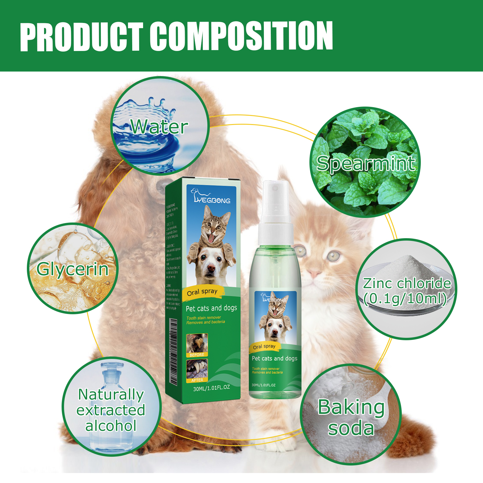 Yegbong Pet Tooth Deodorizer Spray, Cats And Dogs Universal Mouth Cleaning Breath Freshening Spray — image 8