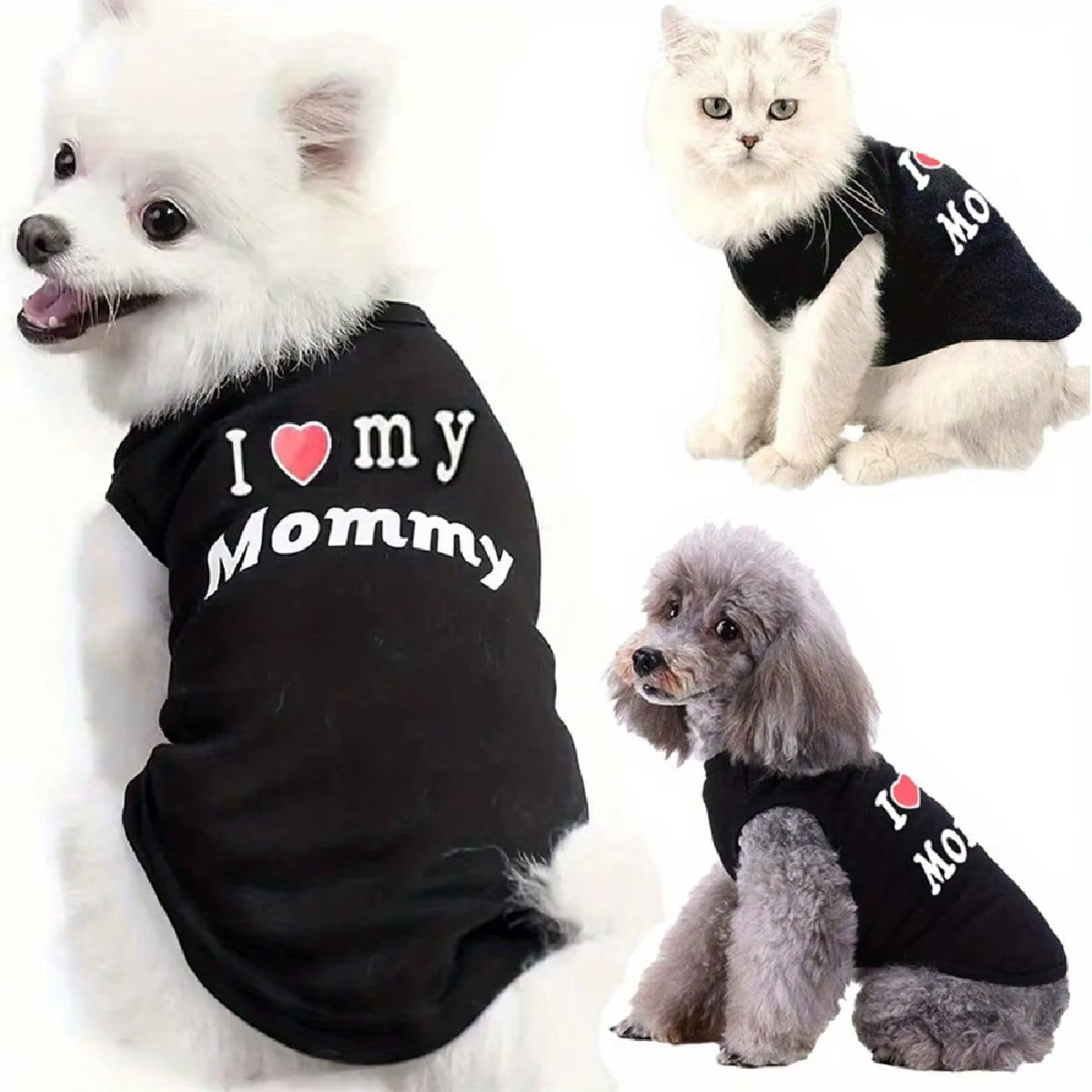 Vestido para Perros, Camiseta de 'Quiero a mi Papá' para Cachorros, Vestido de Verano sin Mangas para Mascotas — imagen 2