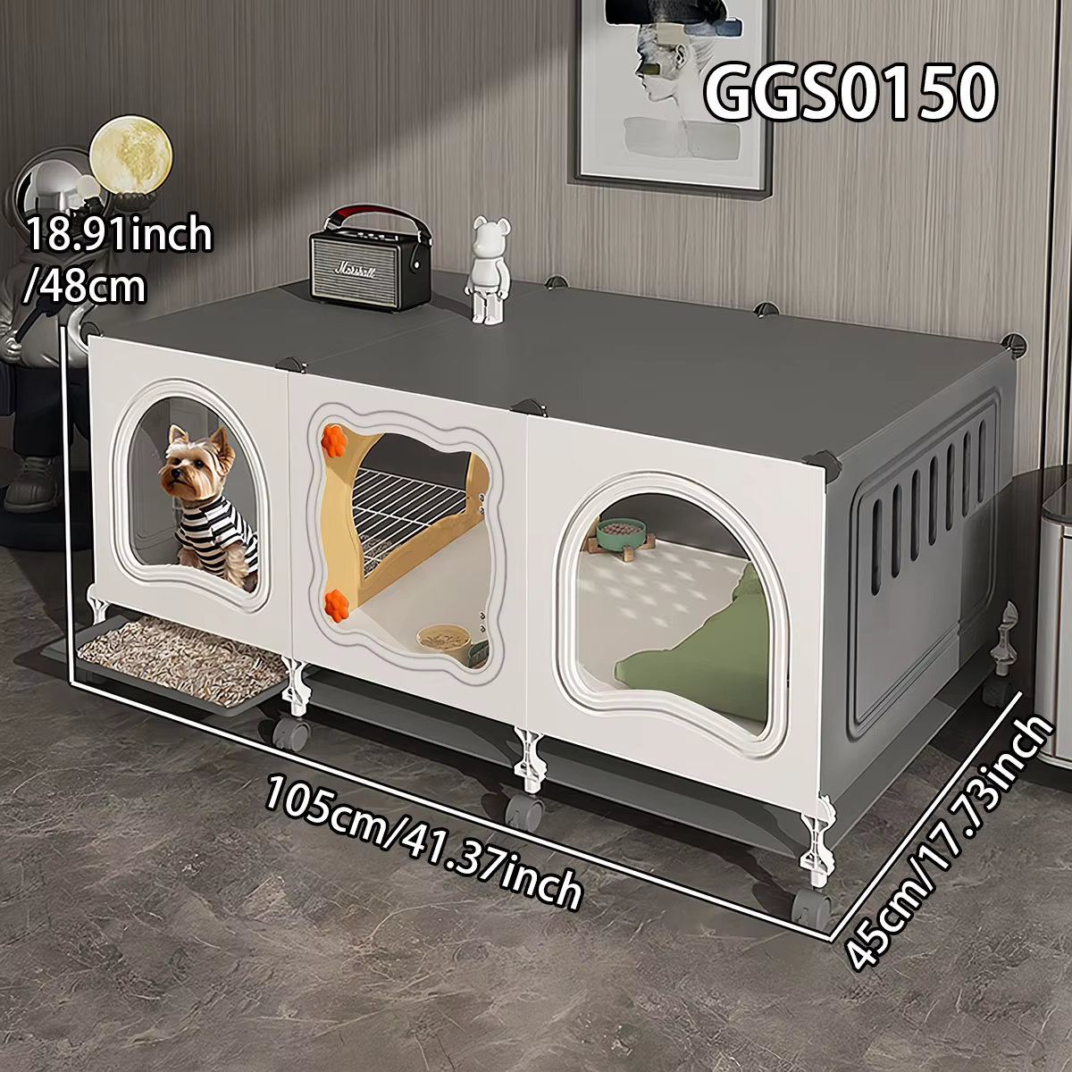 Puppy House with Toilet, Large Indoor Space for Home Use, Rabbit Villa, Kitten Cage, Rabbit Cage with Tray — image 4