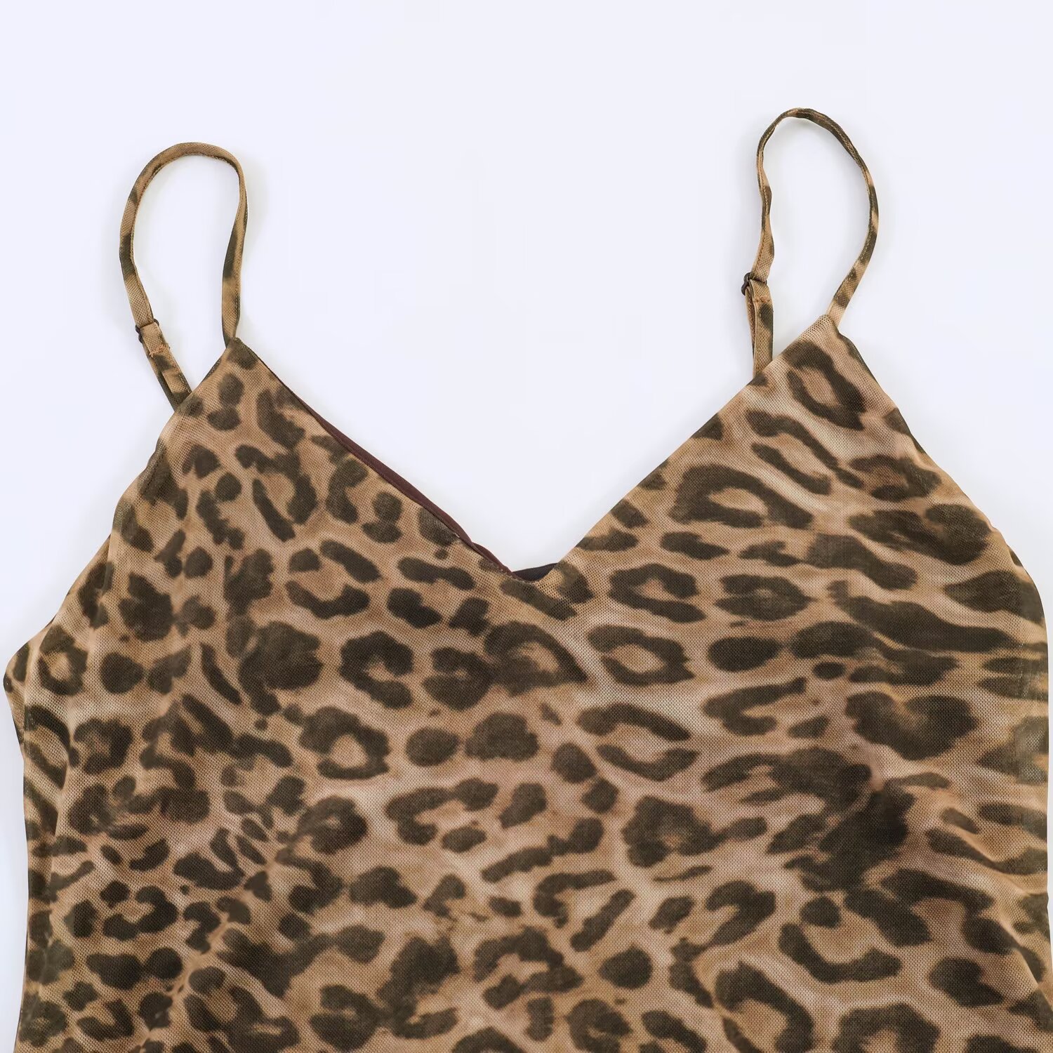 Animal print silk mesh suspender dress — image 4
